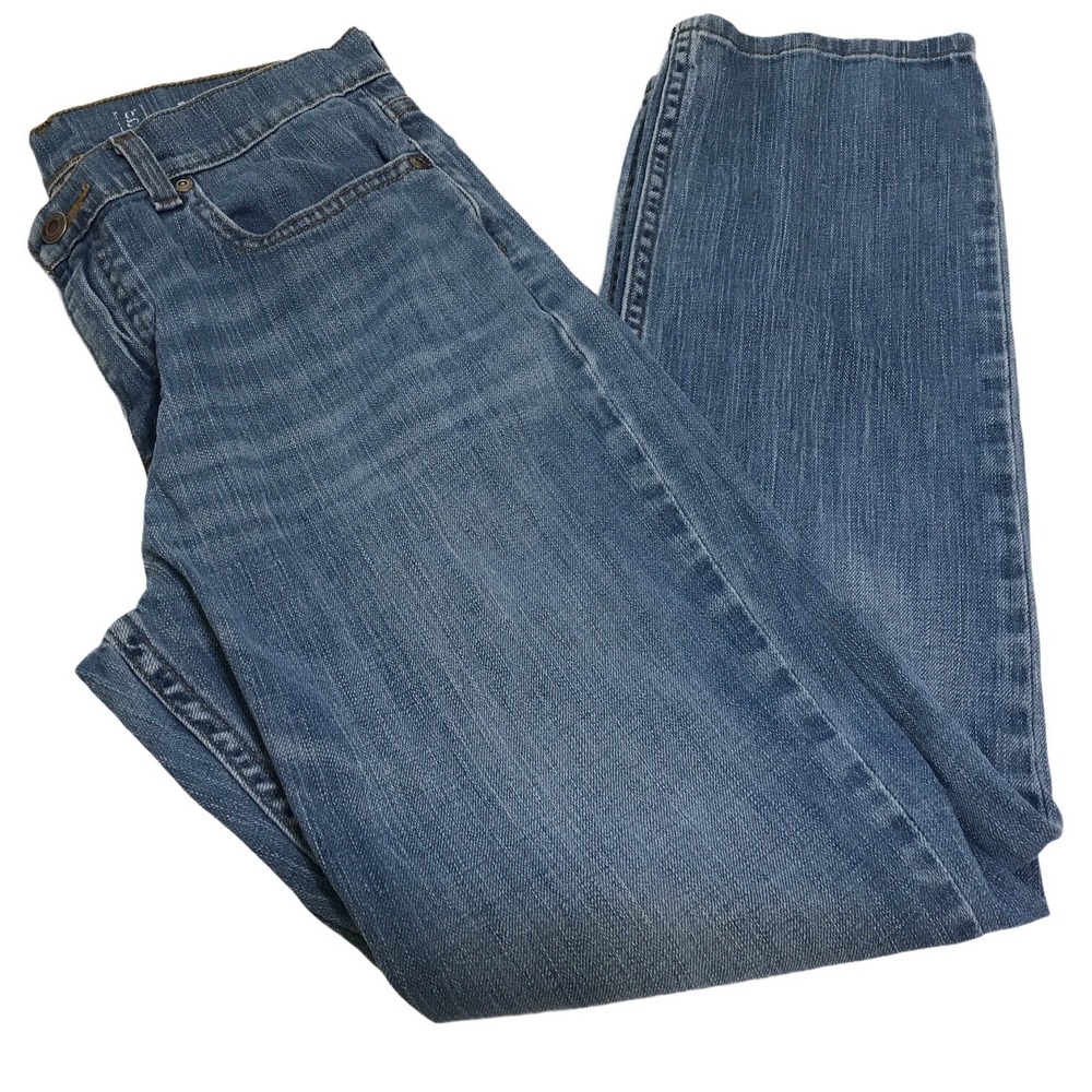 George Mens Denim Blue Jeans Size 29 X 30 Straight Leg 5 Pocket flat Front
